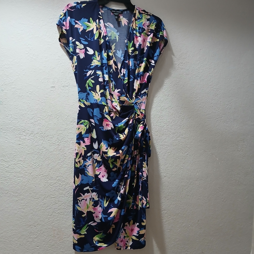Maggy London Navy Floral Midi Dress